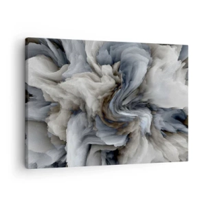 Cuadro sobre lienzo - Impresión de Imagen - Remolino abstracto en tonos de gris y azul. - 70x50cm - Piedra y flor - Decoración de pared moderna para salón y dormitorio ARTTOR