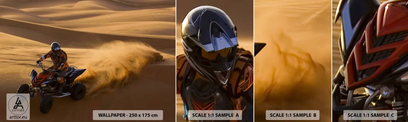 Muestra De Fotomural Standard Eco - Sobre las olas de la arena - Patio, Automotor, Desierto - 100x30 cm