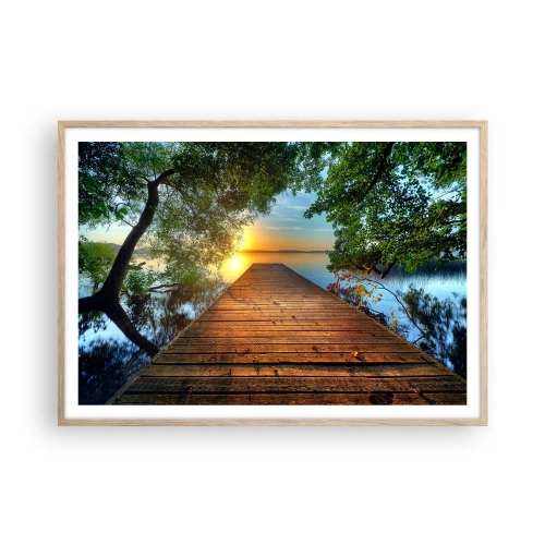 Póster en marco roble claro - Tómate tu tiempo, siéntate - 100x70 cm