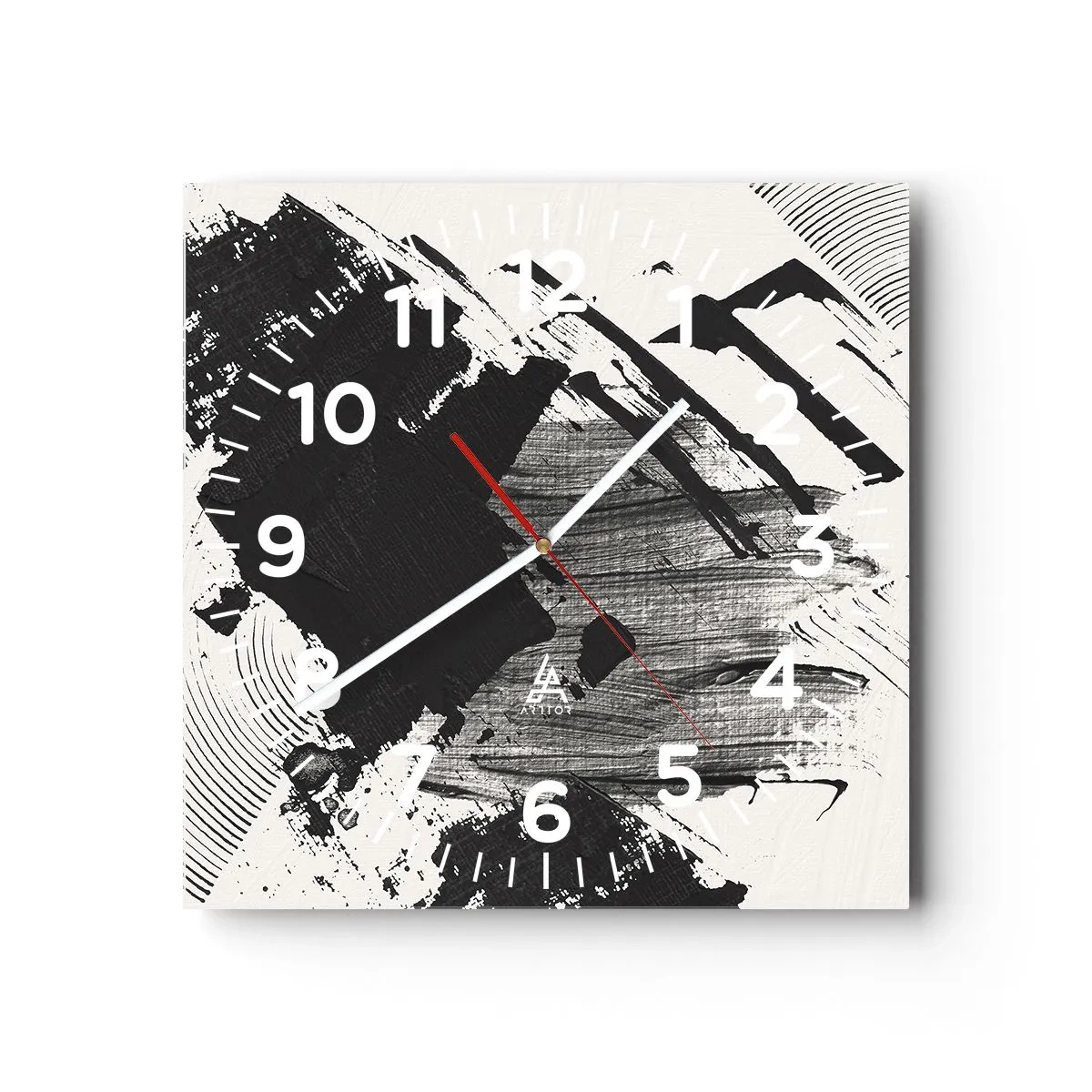 Reloj de pared - Reloj de vidrio - Abstracción: la expresión del negro - 30x30 cm