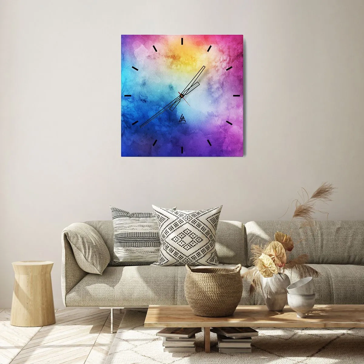 Reloj de pared - Reloj de vidrio - Casi en el séptimo cielo - 40x40 cm