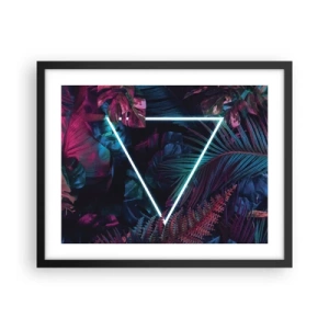 Póster en marco negro - Jardín fluorescente - 50x40 cm