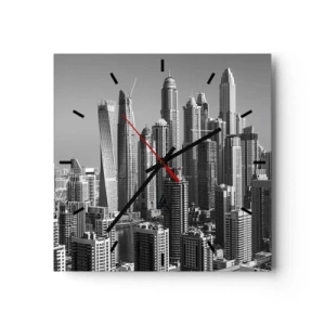 Reloj de pared - Reloj de vidrio - Ciudad sobre el desierto - 40x40 cm