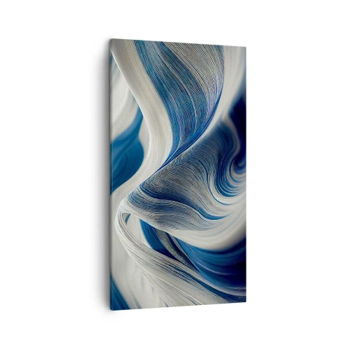 Cuadro sobre lienzo - Impresión de Imagen - Fluidez de azul y blanco - 45x80 cm