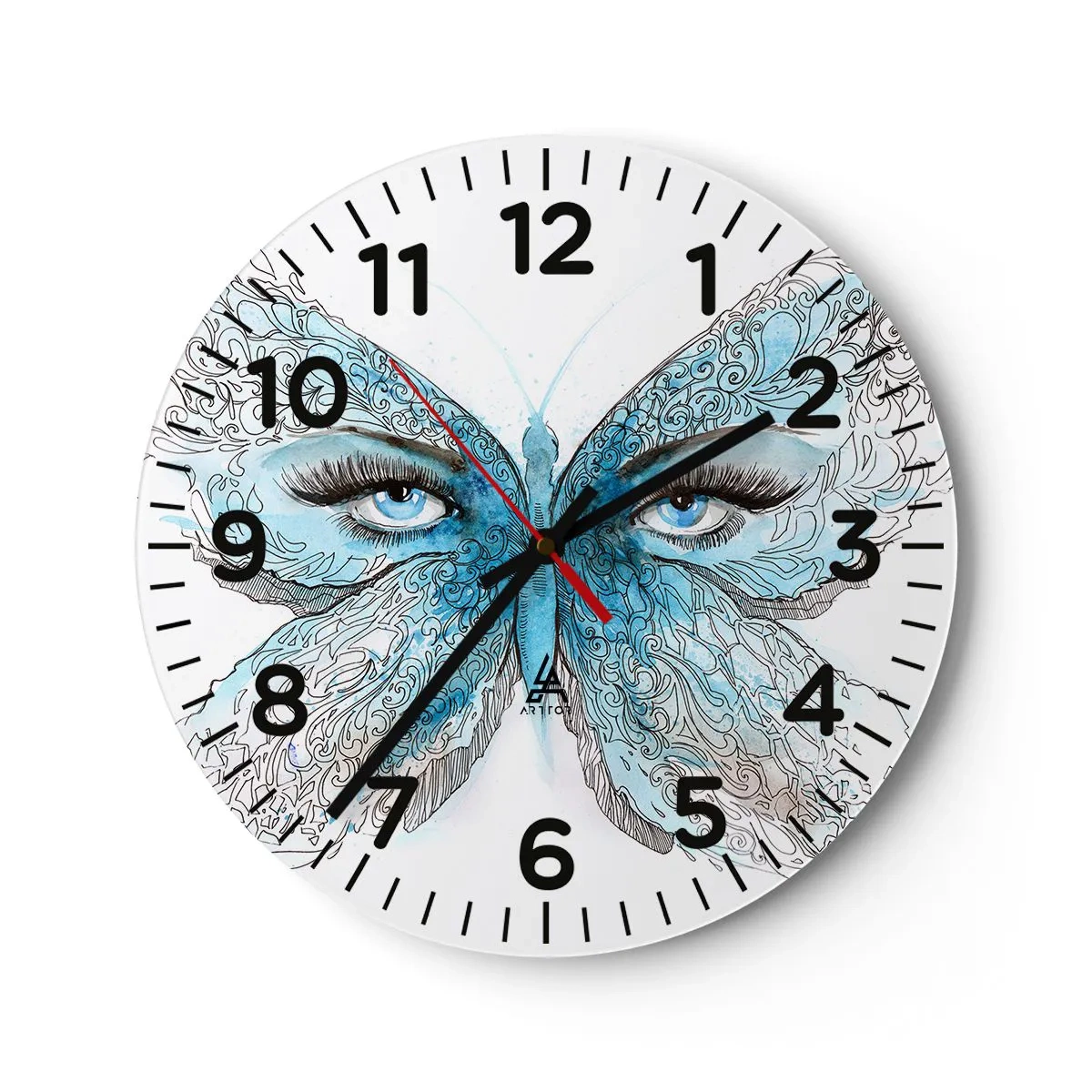 Reloj de pared - Reloj de vidrio - Mirada de mariposa - 30x30 cm