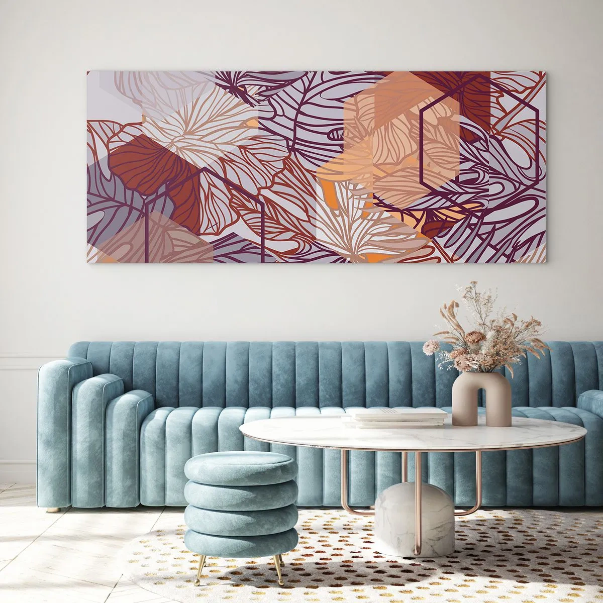Cuadro sobre vidrio - Impresiones sobre Vidrio - La unión imposible de la geometría y la naturaleza - 100x40 cm