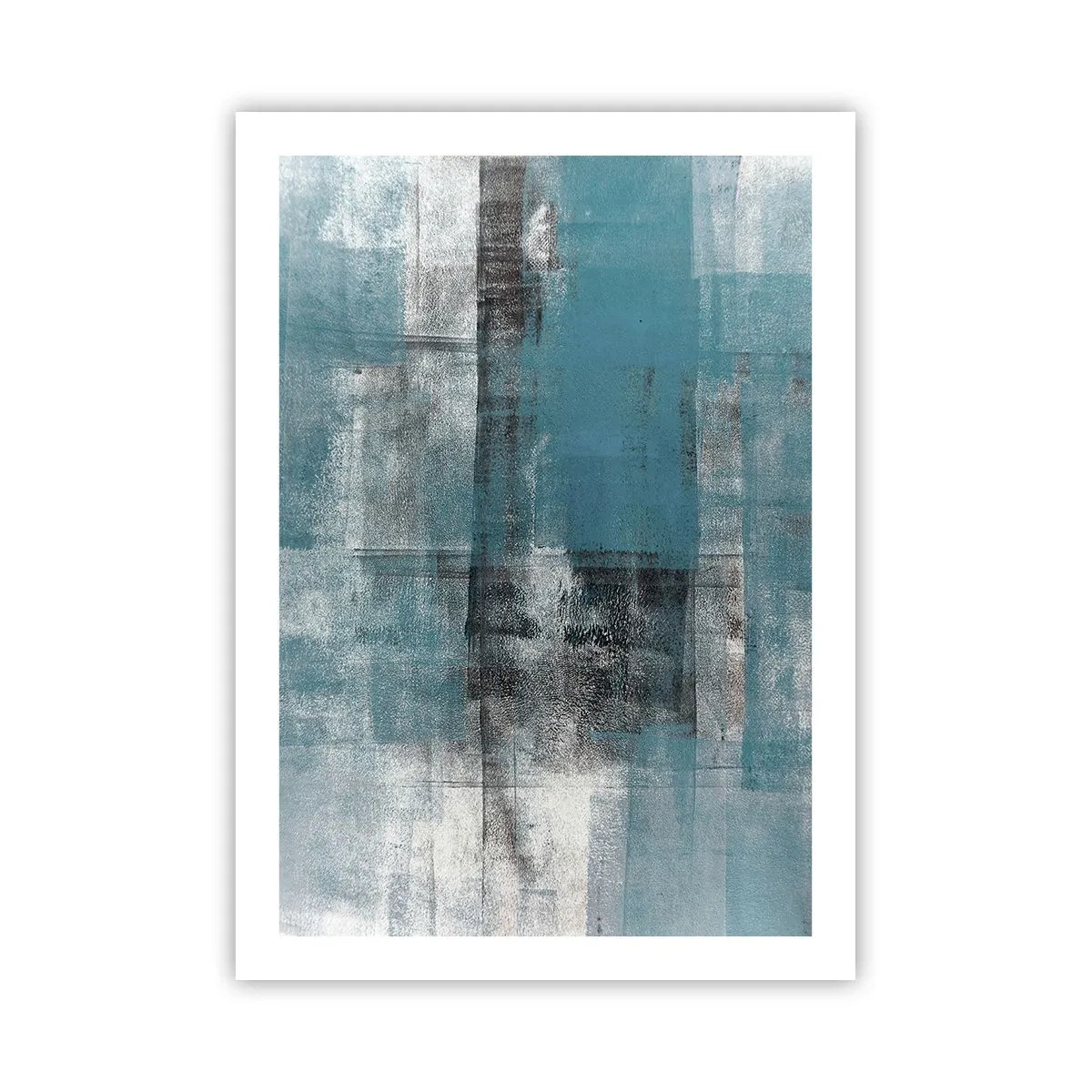 Póster - Composición abstracta en tonos azules y grises. - 50x70cm - Agua y aire - Decoración de pared moderna para salón y dormitorio ARTTOR