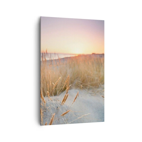 Cuadro sobre lienzo - Impresión de Imagen - Playa al atardecer con hierbas altas - 80x120cm - Dulce nana del Báltico - Decoración de pared moderna para salón y dormitorio ARTTOR