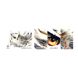 Muestra De Fotomural Standard Eco - Venía de un mundo de magia - Pájaro, Búho, Gráficos - 100x30 cm