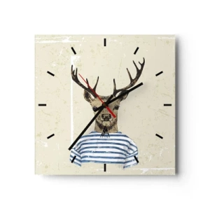 Reloj de pared - Reloj de vidrio - Porque me gustan las camisas de rayas - 40x40 cm