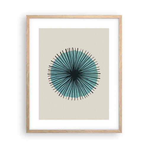 Póster en marco roble claro - Radiante en azul - 40x50 cm