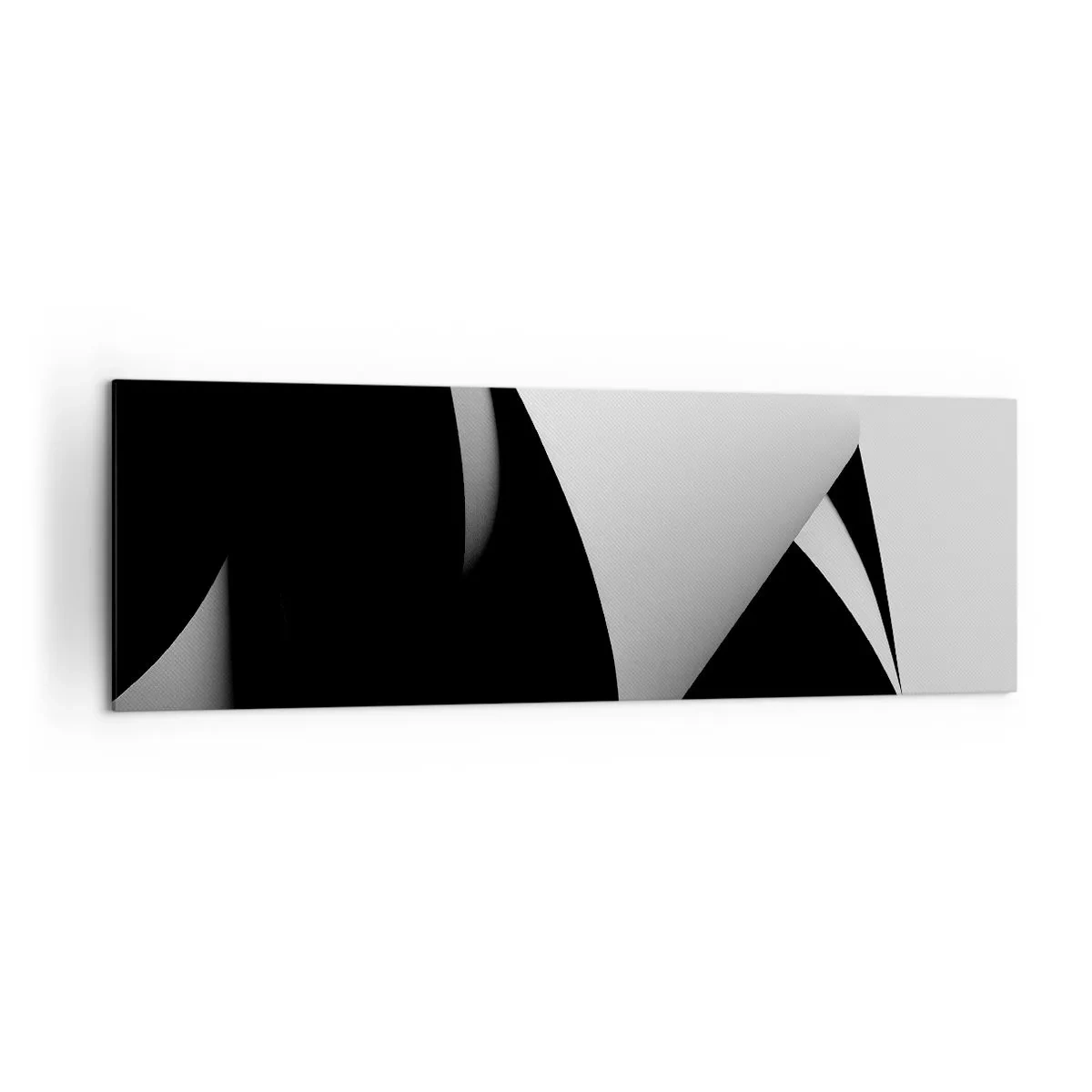 Cuadro sobre lienzo - Impresión de Imagen - Formas abstractas en blanco y negro con contrastes llamativos. - 160x50cm - Planos de luz desde las profundidades de la sombra - Decoración de pared moderna para salón y dormitorio ARTTOR