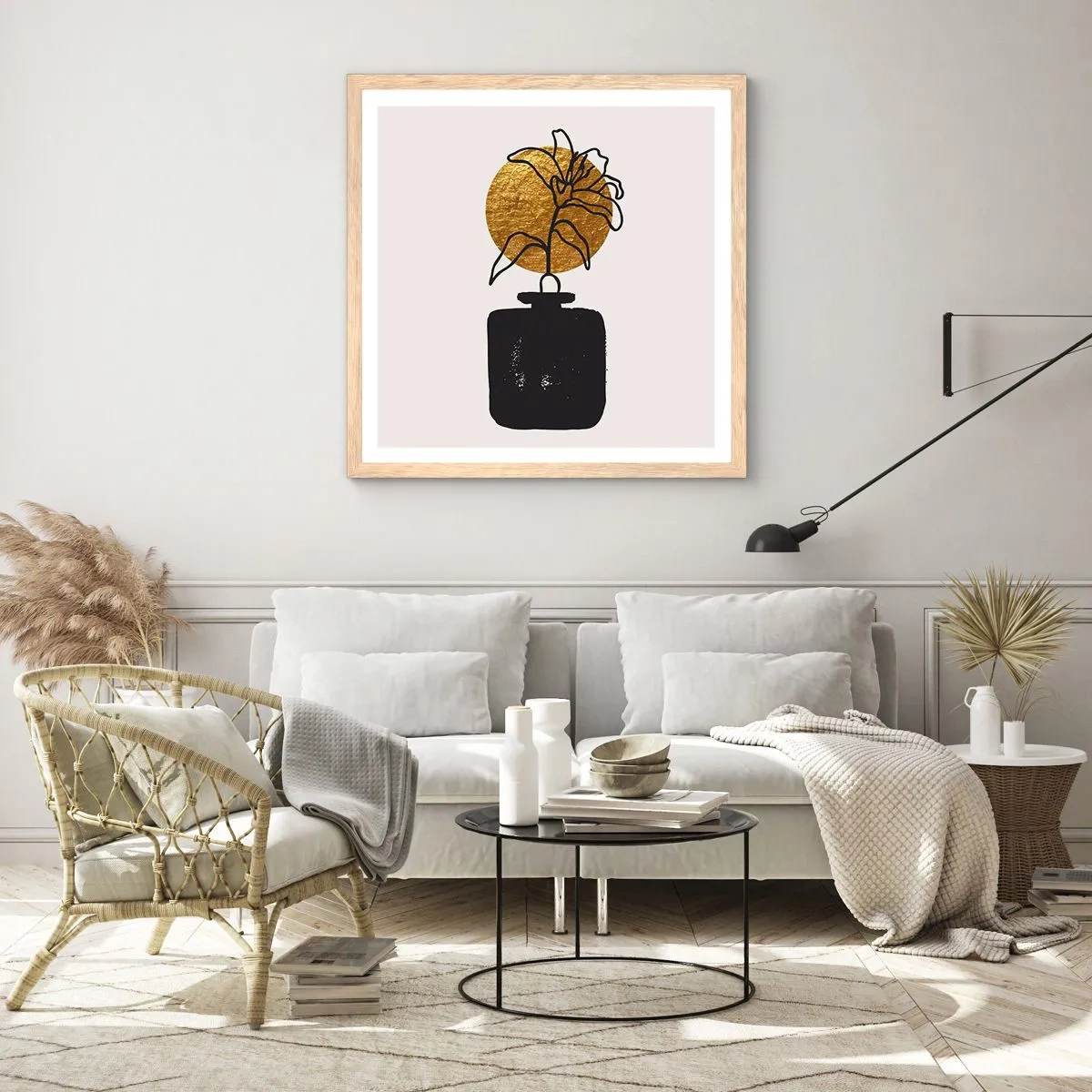 Póster en marco roble claro - Belleza en equilibrio - 30x30 cm