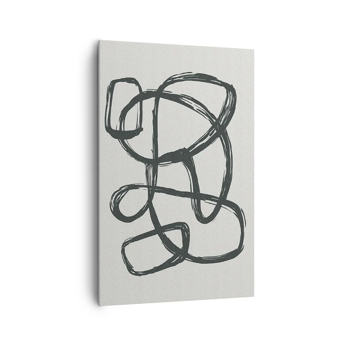 Cuadro sobre lienzo - Impresión de Imagen - Líneas abstractas que crean formas libres sobre un fondo claro - 80x120cm - Abstracción en bucle - Decoración de pared moderna para salón y dormitorio ARTTOR