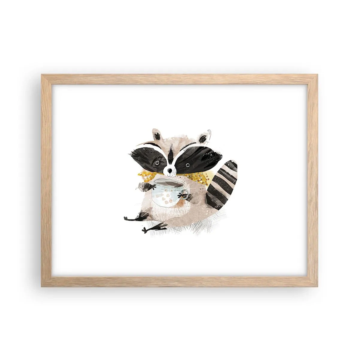 Póster en marco roble claro - Mi amigo mapache - 40x30 cm