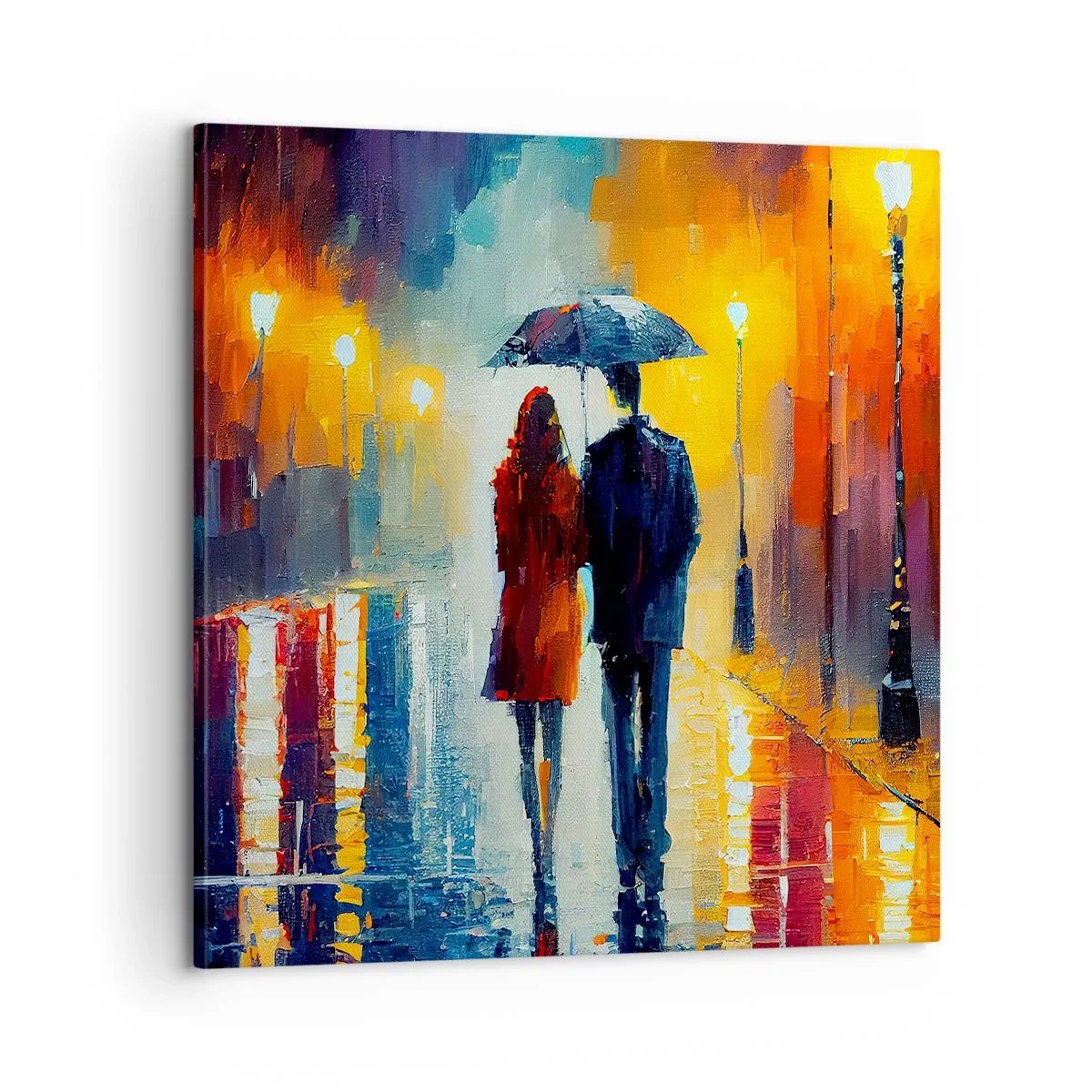 Cuadro sobre lienzo - Impresión de Imagen - Juntos en una noche llena de color - 60x60 cm
