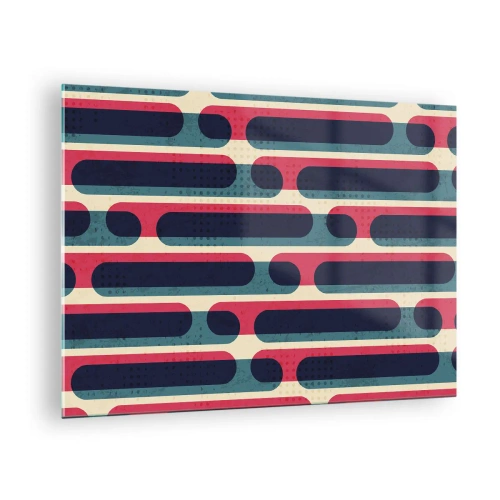 Cuadro sobre vidrio - Impresiones sobre Vidrio - Líneas retro abstractas - 70x50cm - Profundidad y relieve - Decoración de pared moderna para salón y dormitorio ARTTOR