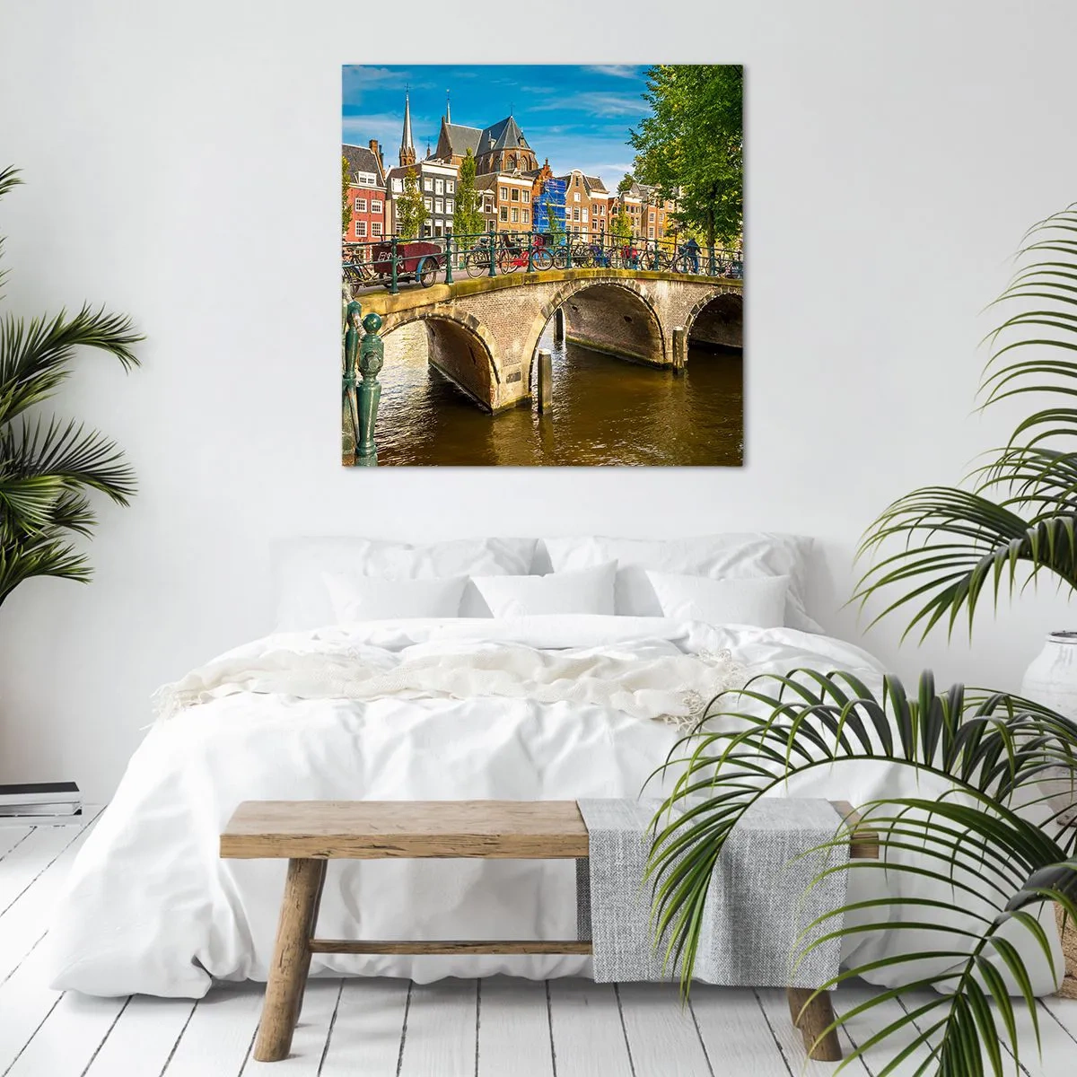 Cuadro sobre lienzo - Impresión de Imagen - Primavera en el canal - 70x70 cm