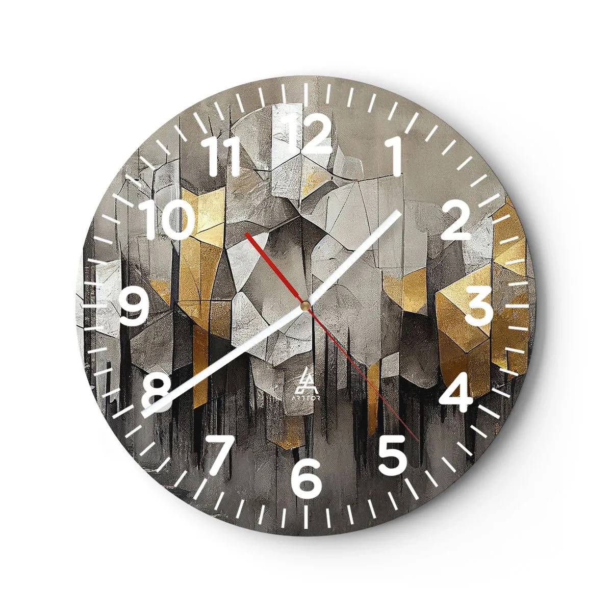 Reloj de pared - Reloj de vidrio - Composición hecha de hielo y luz - 30x30 cm