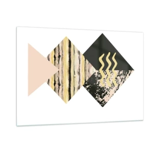 Cuadro sobre vidrio - Impresiones sobre Vidrio - Composición geométrica abstracta con triángulos y texturas. - 120x80cm - No es tan sencillo - Decoración de pared moderna para salón y dormitorio ARTTOR