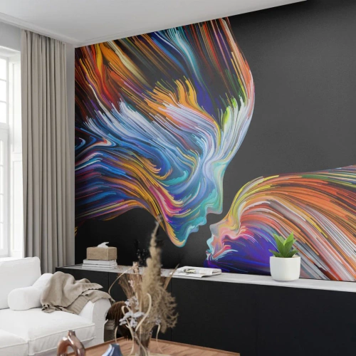 Fotomural Autadhesivo Deluxe Sticker - Una fusión de energía y luz - Abstracción, cara de mujer, Pedazo - 400x280 cm