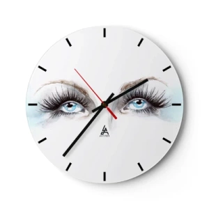 Reloj de pared - Reloj de vidrio - Ojos azules con pestañas largas en un estilo artístico de acuarela. - 30x30cm - ¿Los ojos de un ángel? - Decoración de pared moderna para salón, cocina y dormitorio ARTTOR