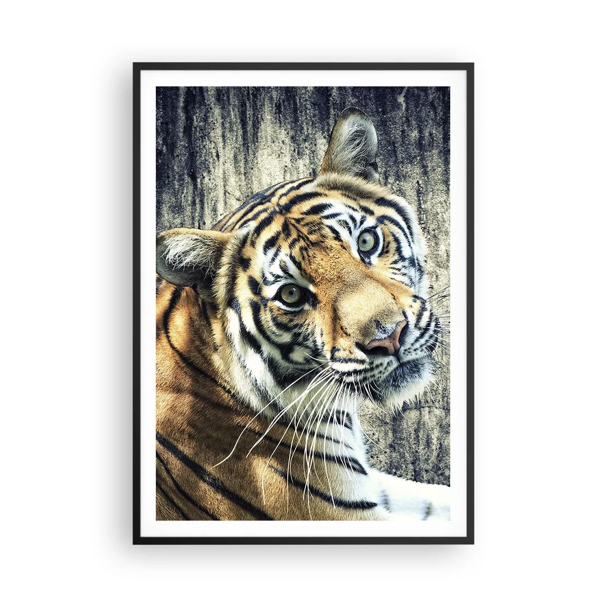 Póster en marco negro - Retrato en corrientes de luz - 70x100 cm