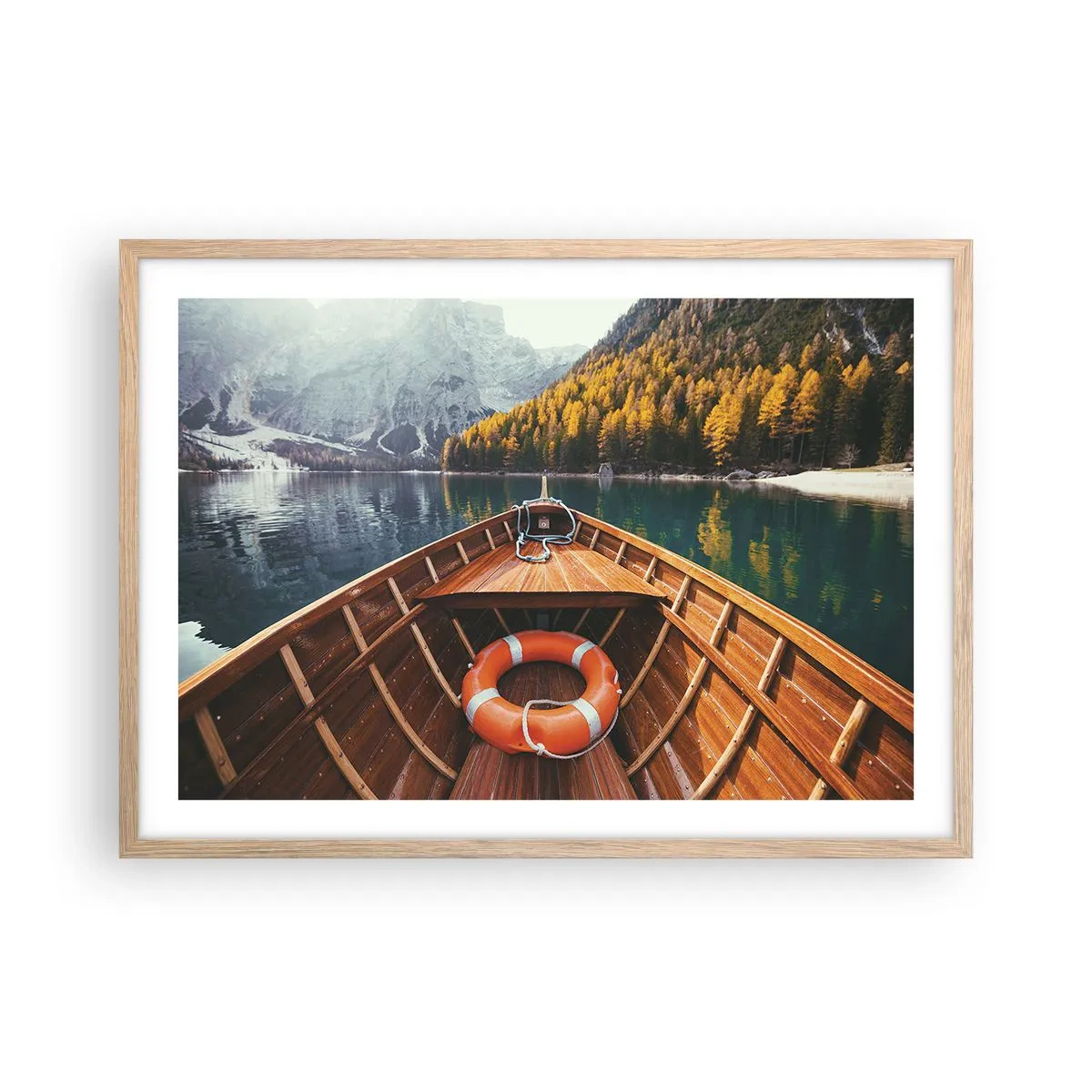 Póster en marco roble claro - Viaje a la montaña - 70x50 cm