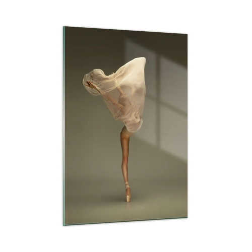 Cuadro sobre vidrio - Impresiones sobre Vidrio - Una bailarina en una pose delicada con el velo levantado. - 50x70cm - A punto de volar - Decoración de pared moderna para salón y dormitorio ARTTOR