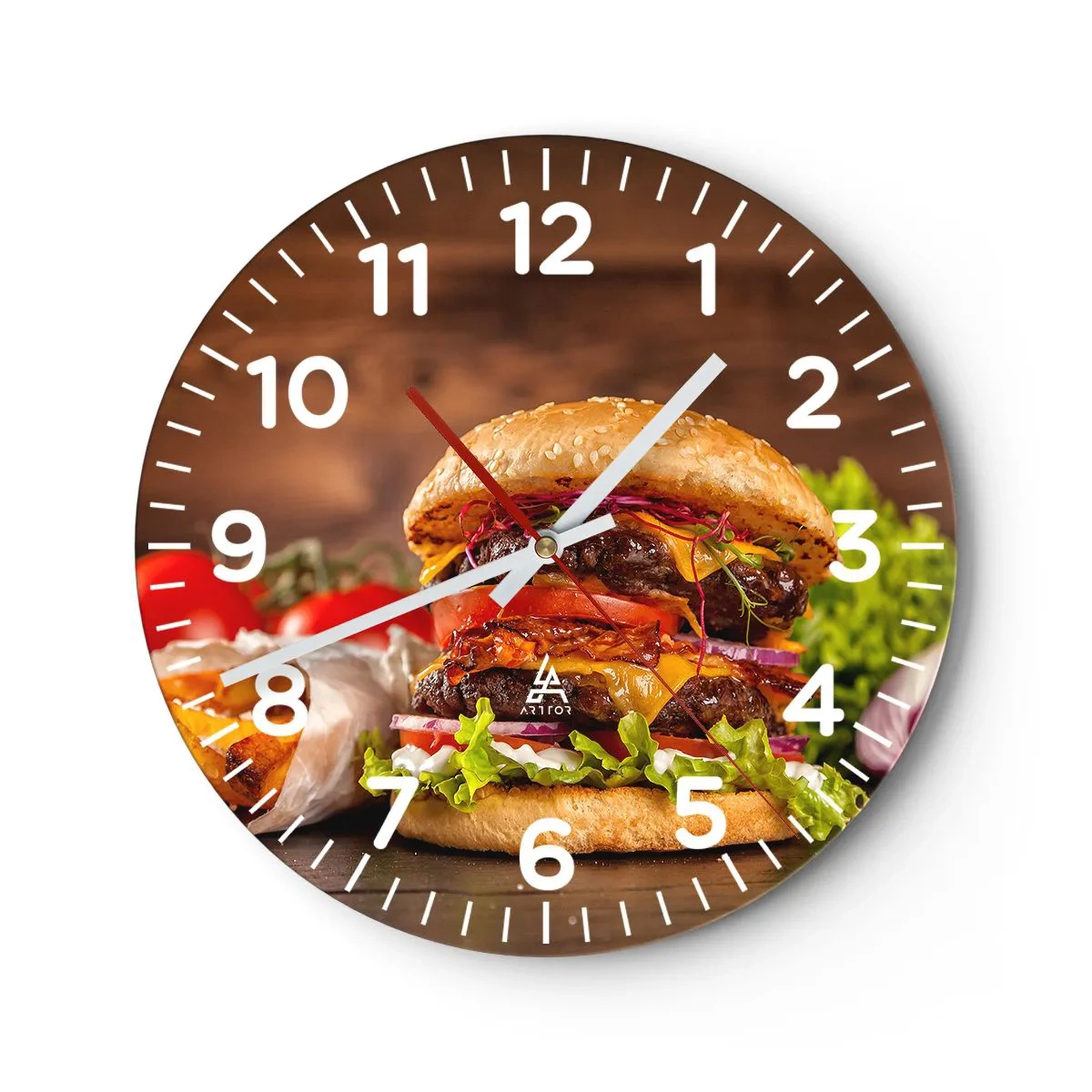 Reloj de pared - Reloj de vidrio - Fruta prohibida - 30x30 cm