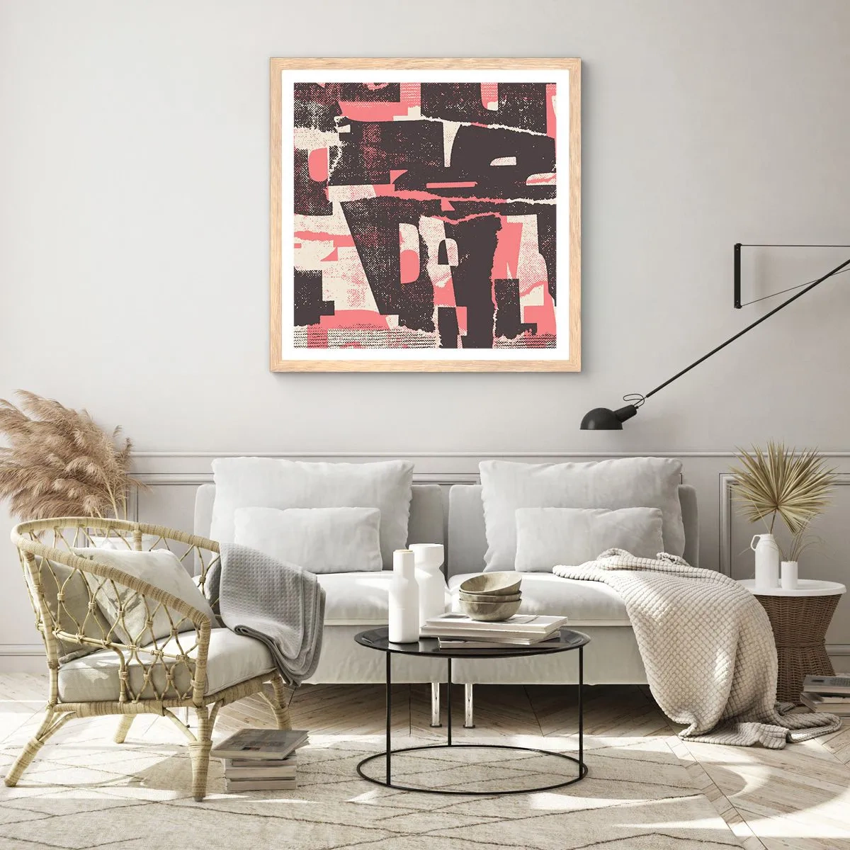 Póster en marco roble claro - Todo el ajetreo - 60x60 cm