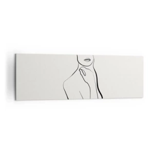 Cuadro sobre lienzo - Impresión de Imagen - Un boceto minimalista de la silueta de una mujer sobre un fondo claro. - 160x50cm - Una ola de melancolía - Decoración de pared moderna para salón y dormitorio ARTTOR