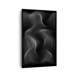 Cuadro sobre lienzo - Impresión de Imagen - Líneas blancas abstractas sobre un fondo negro - 80x120cm - La danza de la luz en el espacio - Decoración de pared moderna para salón y dormitorio ARTTOR