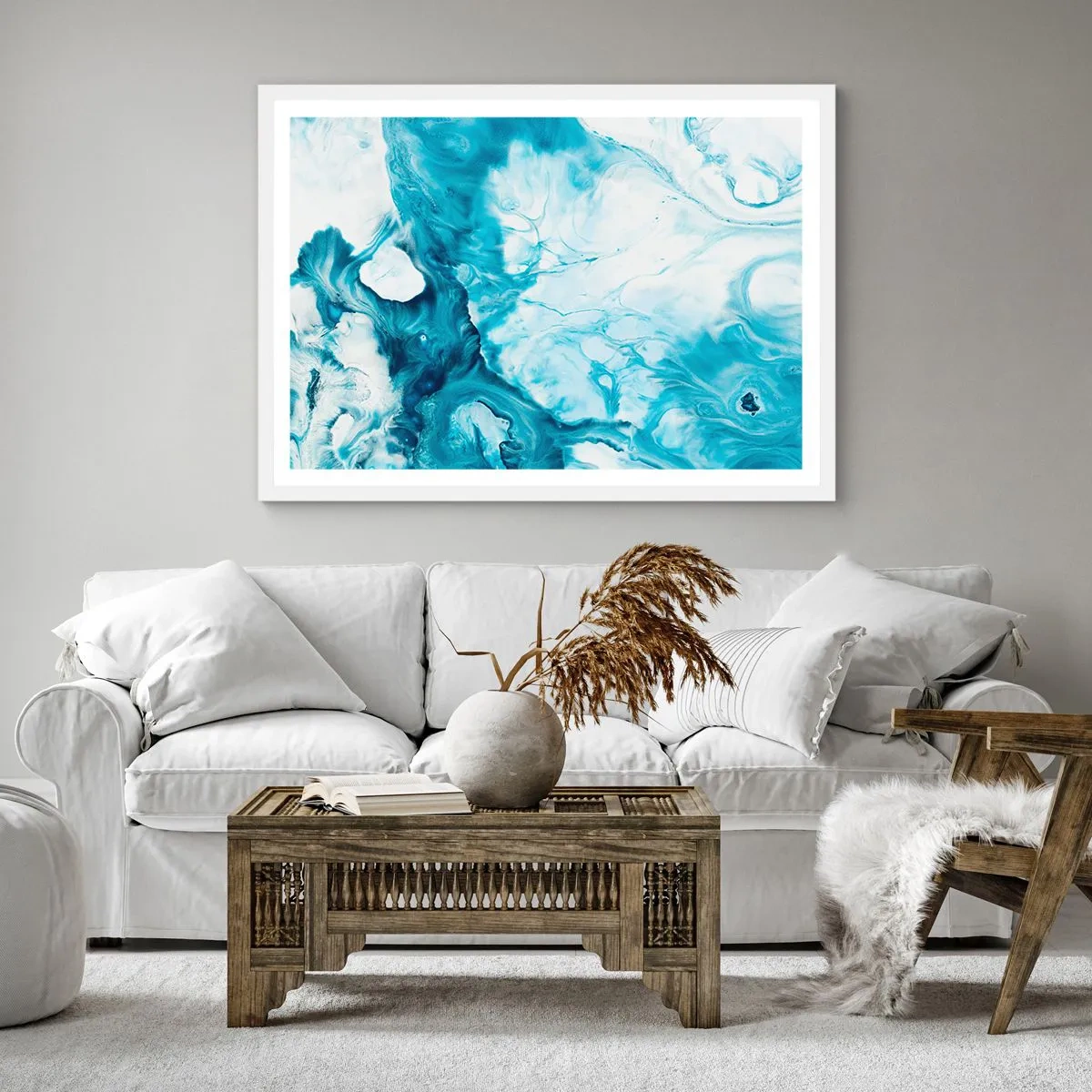 Póster en marco blanco - Un concierto azul - 40x40 cm