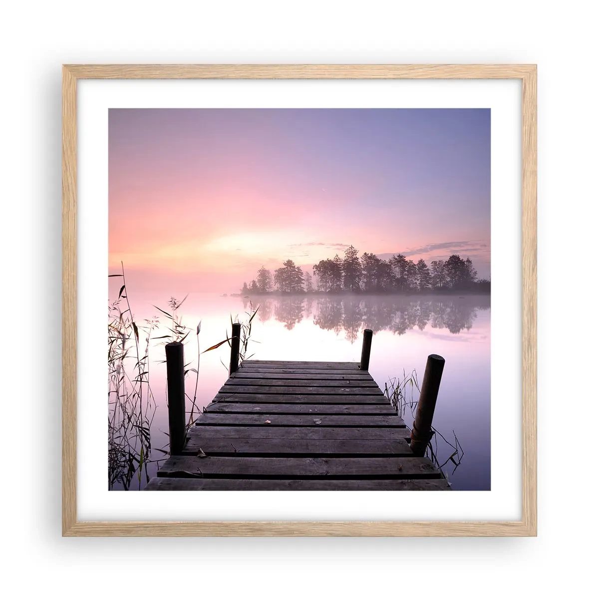 Póster en marco roble claro - De la niebla lila... - 50x50 cm