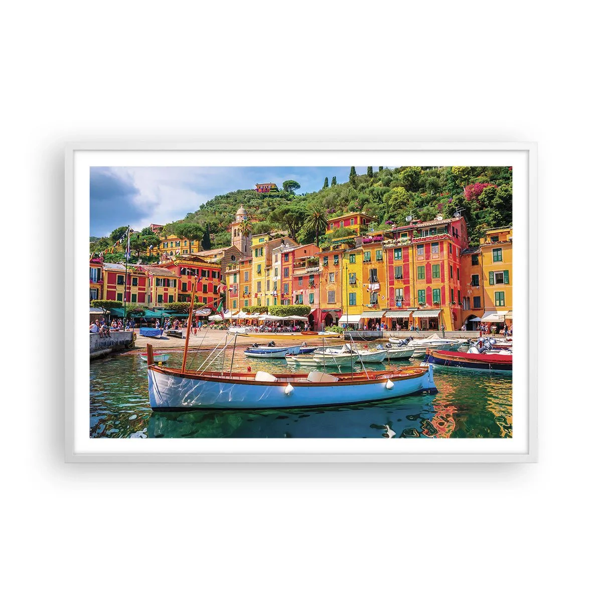 Póster en marco blanco - Mañanas italianas - 91x61 cm