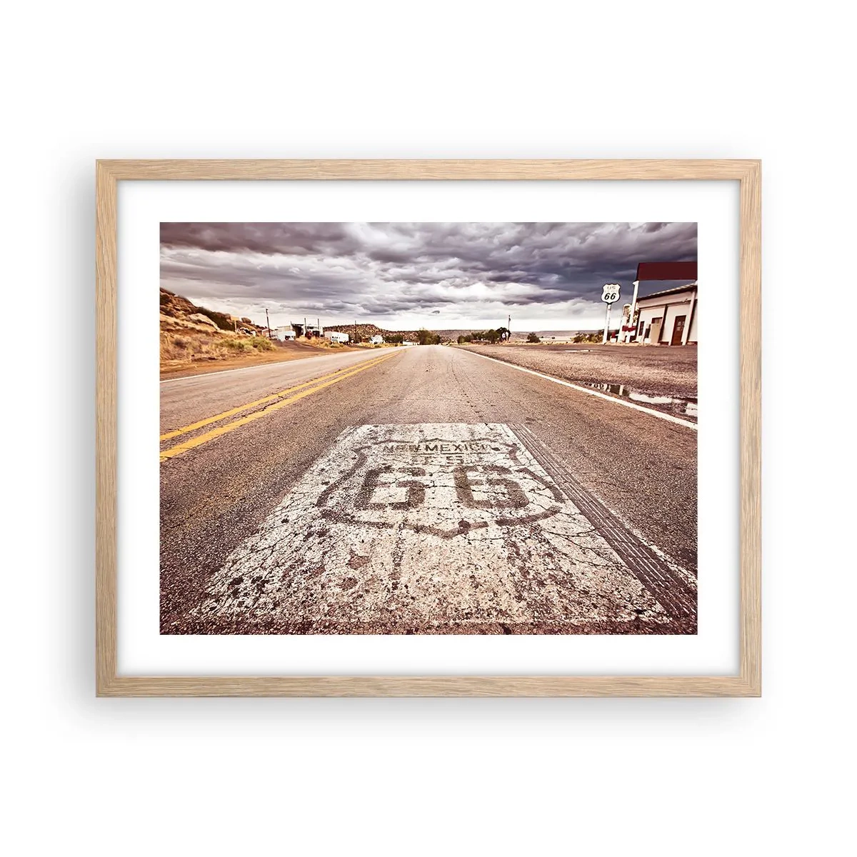 Póster en marco roble claro - Mother Road: una leyenda americana - 50x40 cm