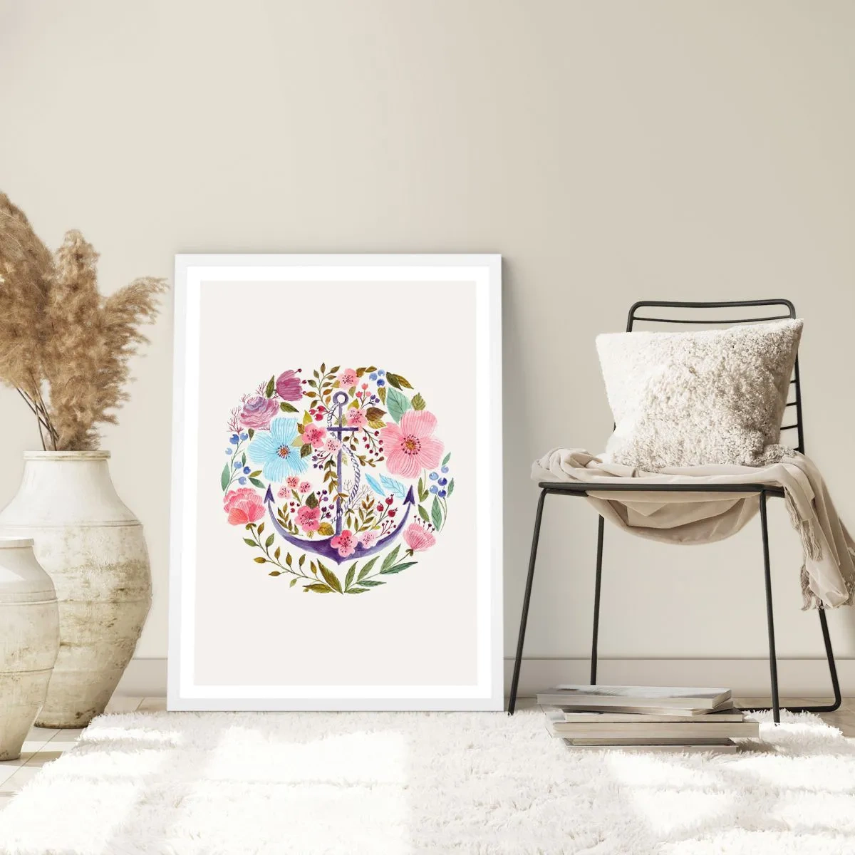 Póster en marco blanco - El sueño reparador de un marinero - 30x40 cm