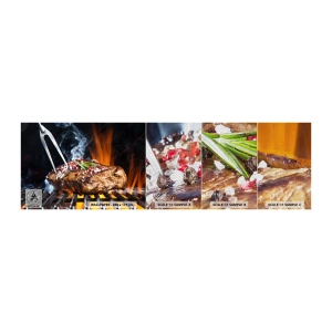 Muestra de fotomural Premium Canvas - Jugoso y fragante - Gastronomía, bife, Parrilla - 100x30 cm