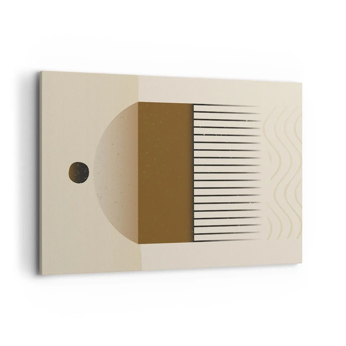 Cuadro sobre lienzo - Impresión de Imagen - Composición geométrica abstracta en tonos beige y marrón. - 120x80cm - Varios estados - Decoración de pared moderna para salón y dormitorio ARTTOR