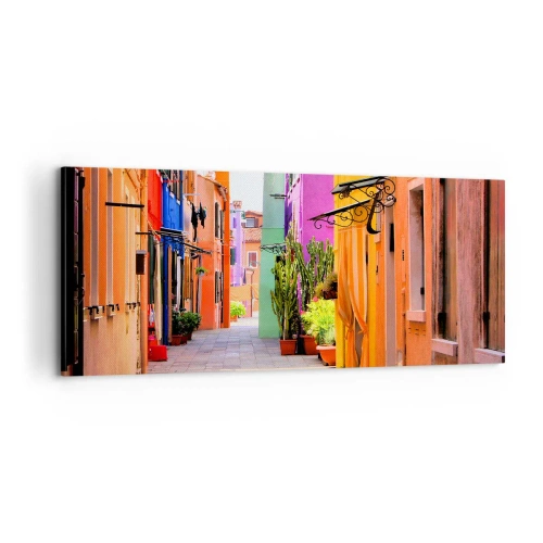 Cuadro sobre lienzo - Impresión de Imagen - El callejón arco iris - 100x40 cm