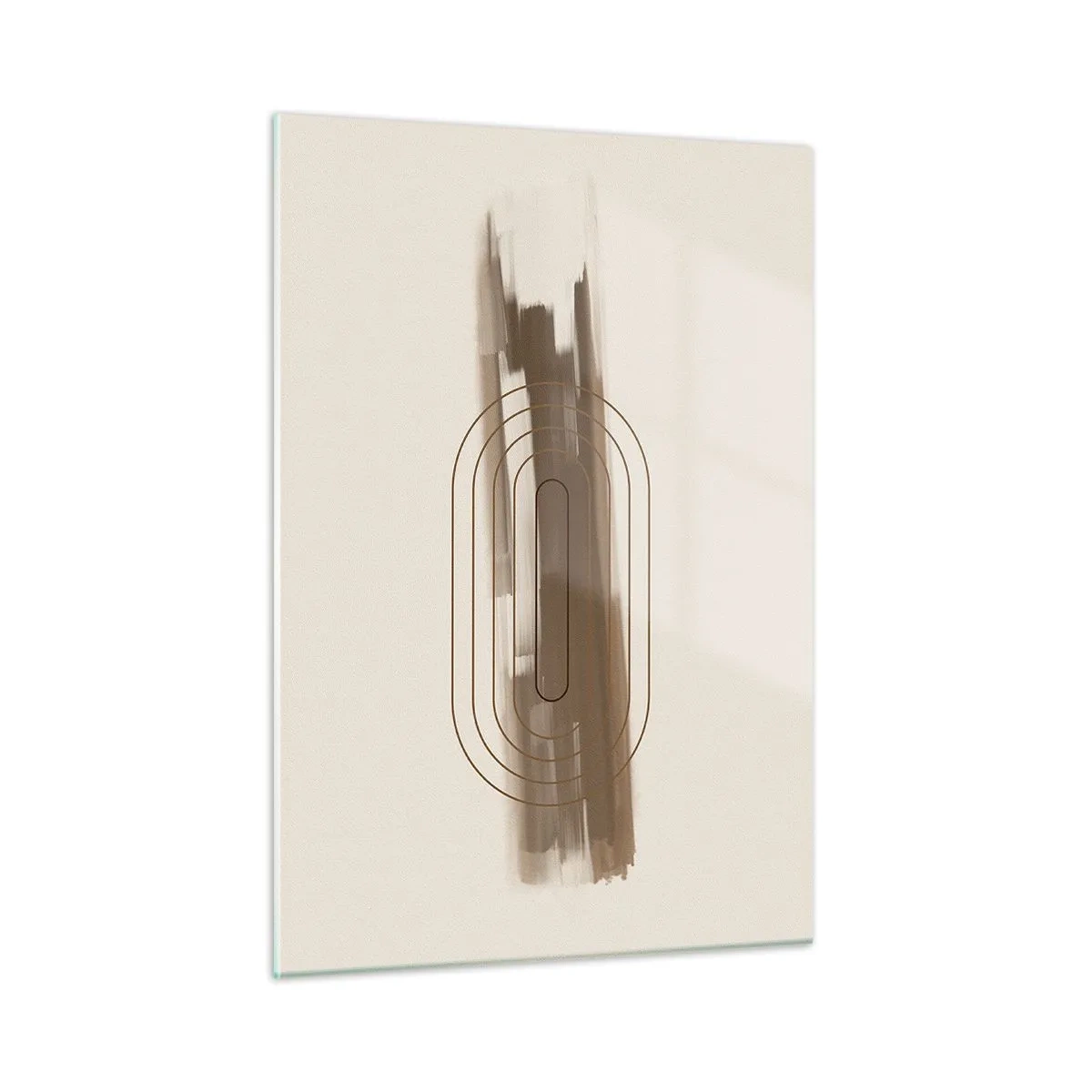 Cuadro sobre vidrio - Impresiones sobre Vidrio - Abstracción en tonos marrones con un patrón minimalista. - 50x70cm - Un soplo de gris - Decoración de pared moderna para salón y dormitorio ARTTOR