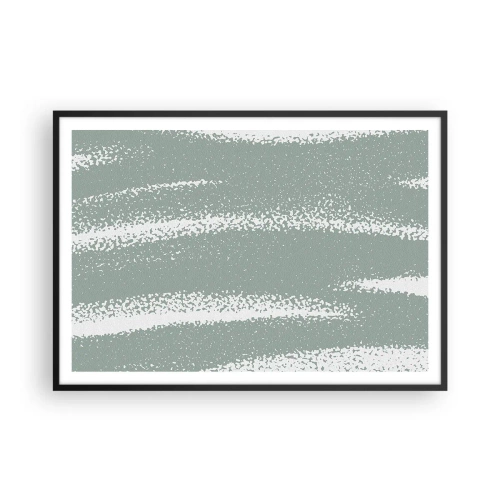 Póster en marco negro - Ondas invernales en tonos menta y blanco. - 100x70cm - Abstracción invernal - Decoración de pared moderna para salón y dormitorio ARTTOR