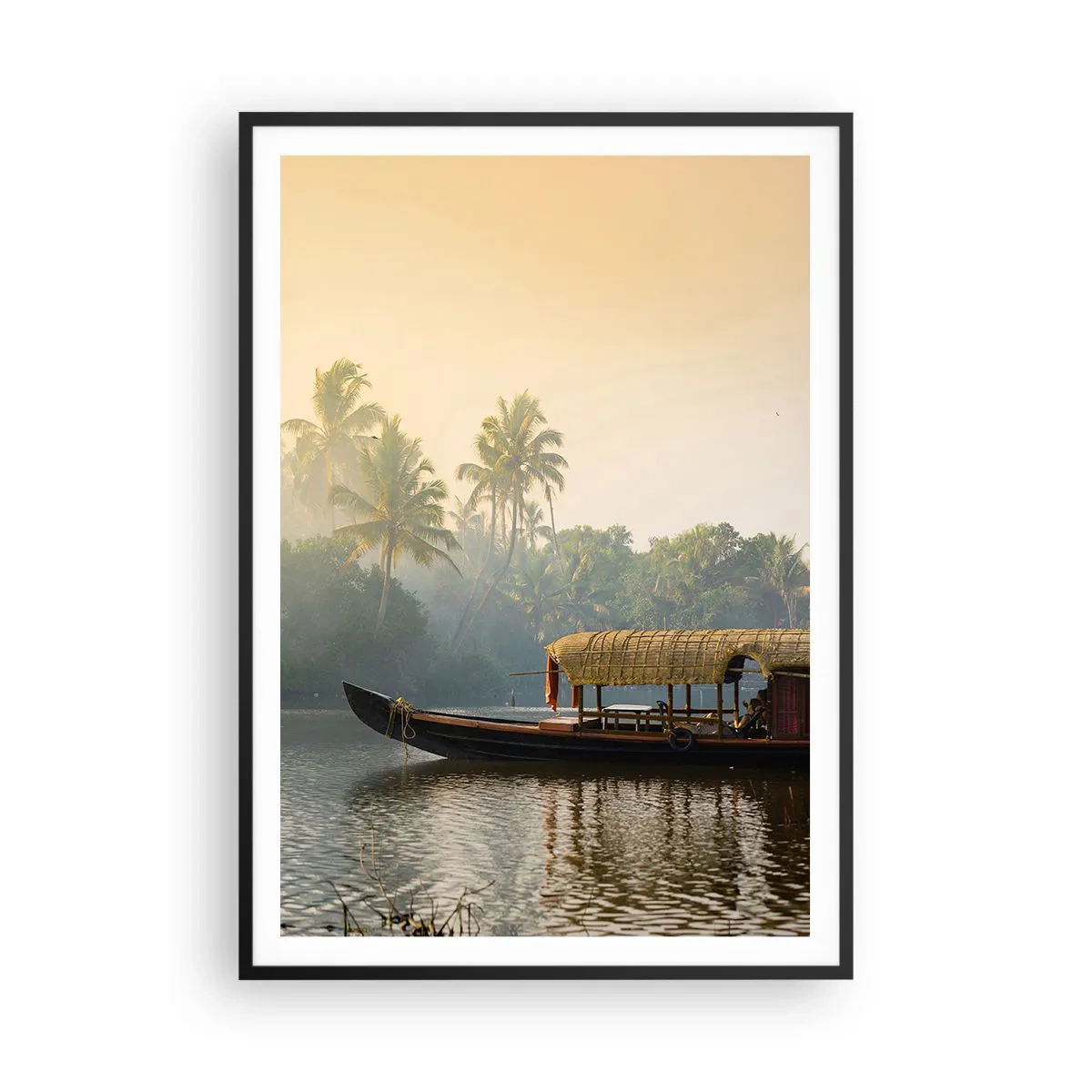 Póster en marco negro - Casa en el río - 70x100 cm