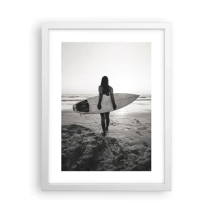 Póster en marco blanco - Hija de las olas marinas - 30x40 cm