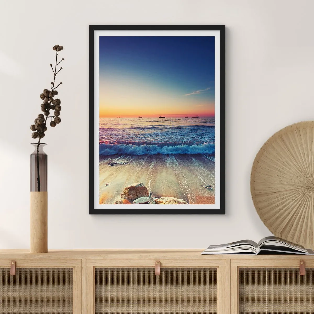 Póster en marco negro - ¿Y qué hay tras el horizonte? - 61x91 cm