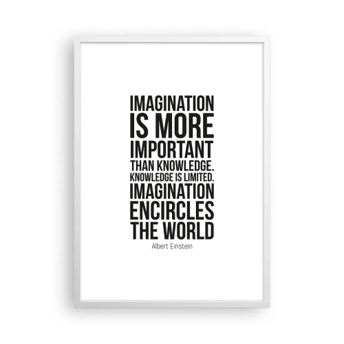 Póster en marco blanco - Einstein, sobre el poder de la imaginación - 50x70 cm
