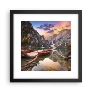 Póster en marco negro - Espejo entre montañas - 30x30 cm