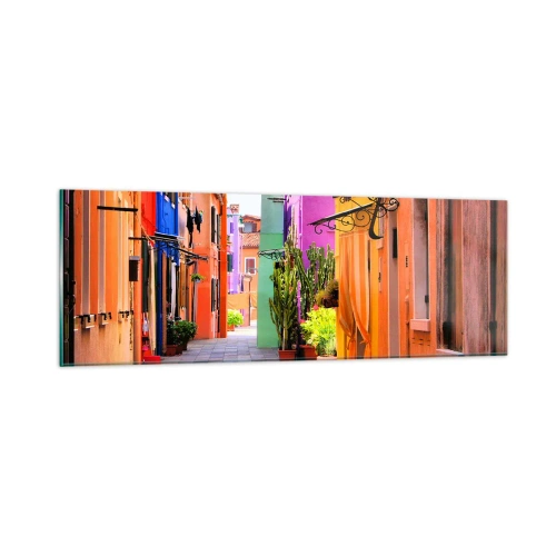 Cuadro sobre vidrio - Impresiones sobre Vidrio - El callejón arco iris - 90x30 cm