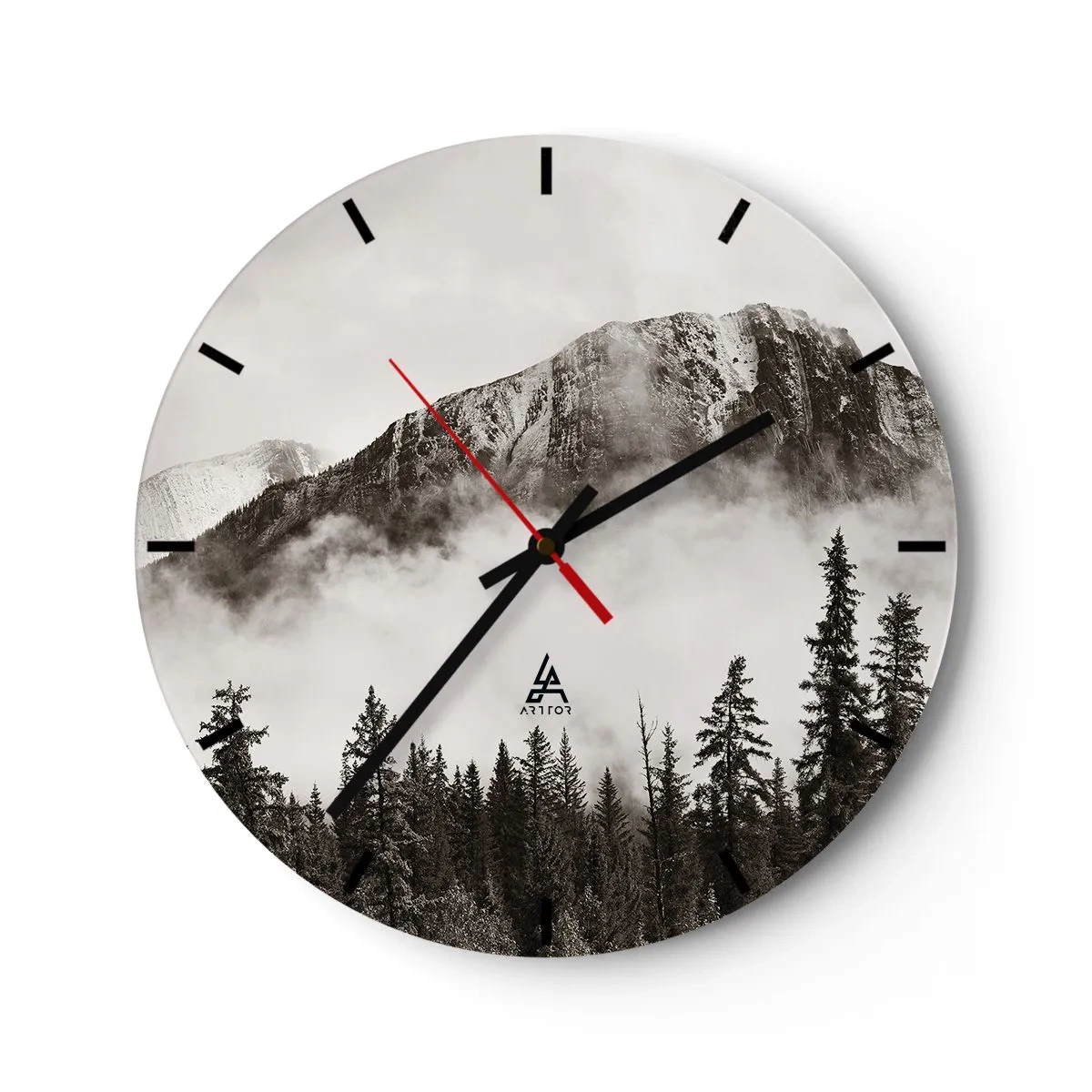 Reloj de pared - Reloj de vidrio - Gobernante de granito - 40x40 cm